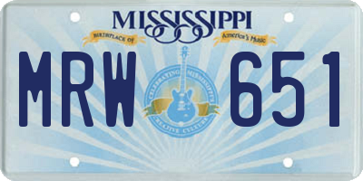 MS license plate MRW651