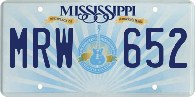 MS license plate MRW652