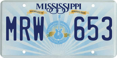 MS license plate MRW653