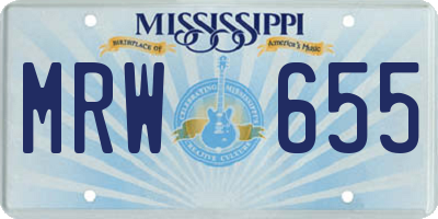MS license plate MRW655