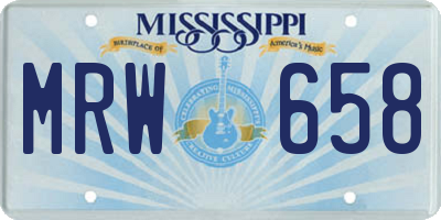 MS license plate MRW658