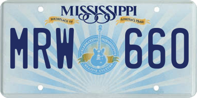 MS license plate MRW660
