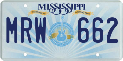 MS license plate MRW662