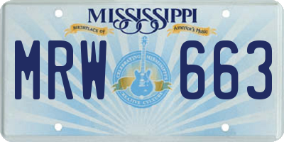 MS license plate MRW663