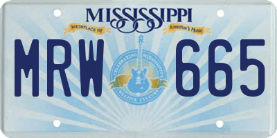 MS license plate MRW665