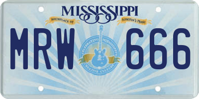 MS license plate MRW666