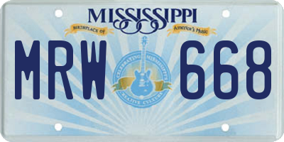 MS license plate MRW668