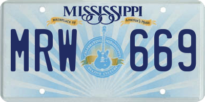 MS license plate MRW669
