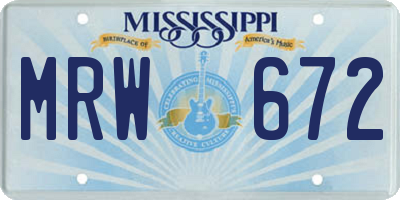 MS license plate MRW672