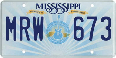 MS license plate MRW673