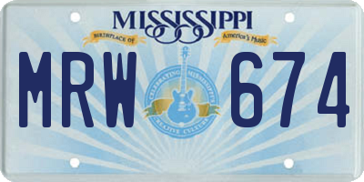 MS license plate MRW674