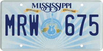 MS license plate MRW675