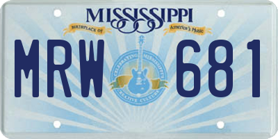 MS license plate MRW681