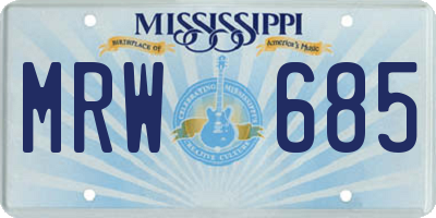 MS license plate MRW685