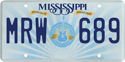 MS license plate MRW689