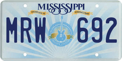 MS license plate MRW692