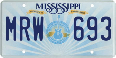 MS license plate MRW693