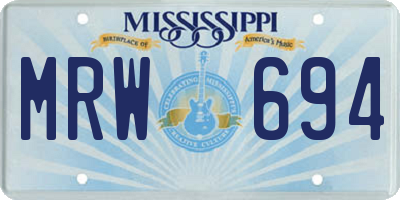 MS license plate MRW694