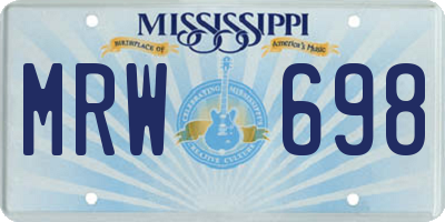MS license plate MRW698