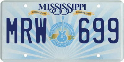MS license plate MRW699