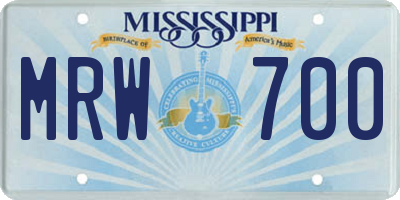 MS license plate MRW700