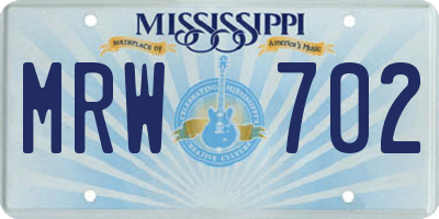 MS license plate MRW702
