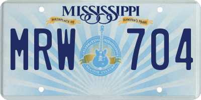 MS license plate MRW704