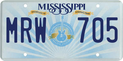 MS license plate MRW705