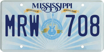 MS license plate MRW708