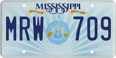 MS license plate MRW709