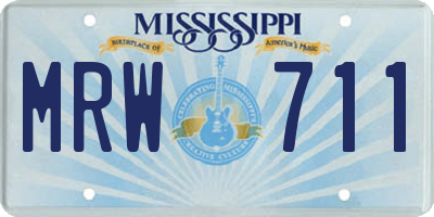 MS license plate MRW711