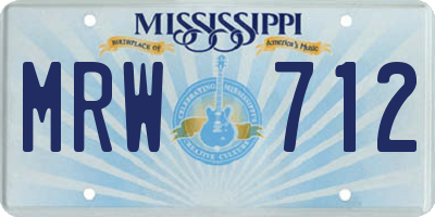 MS license plate MRW712