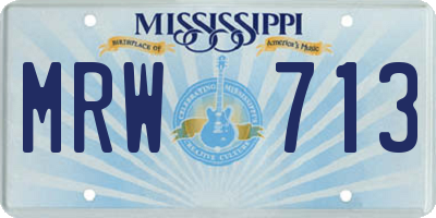 MS license plate MRW713
