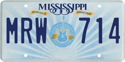 MS license plate MRW714