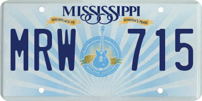 MS license plate MRW715