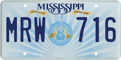 MS license plate MRW716