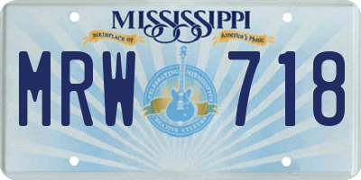 MS license plate MRW718