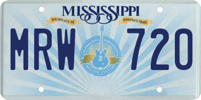MS license plate MRW720
