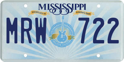 MS license plate MRW722