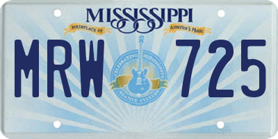 MS license plate MRW725