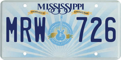 MS license plate MRW726