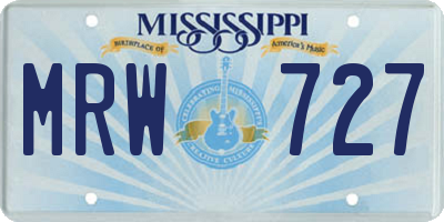 MS license plate MRW727
