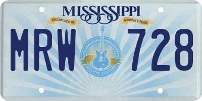 MS license plate MRW728