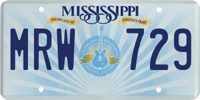 MS license plate MRW729