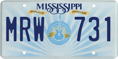 MS license plate MRW731