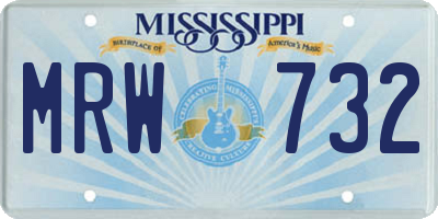 MS license plate MRW732