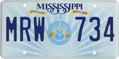 MS license plate MRW734