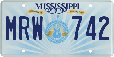 MS license plate MRW742