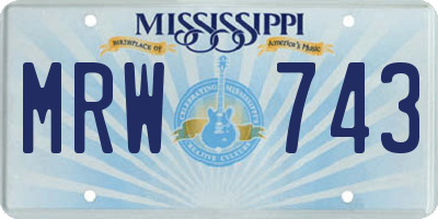 MS license plate MRW743