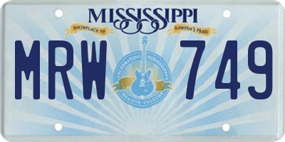 MS license plate MRW749